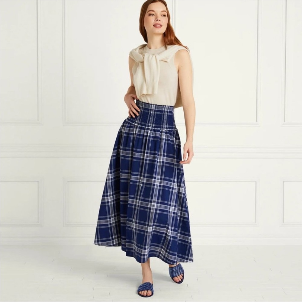 Hill House Home - Delphine Nap Skirt - Navy Spring Plaid size L